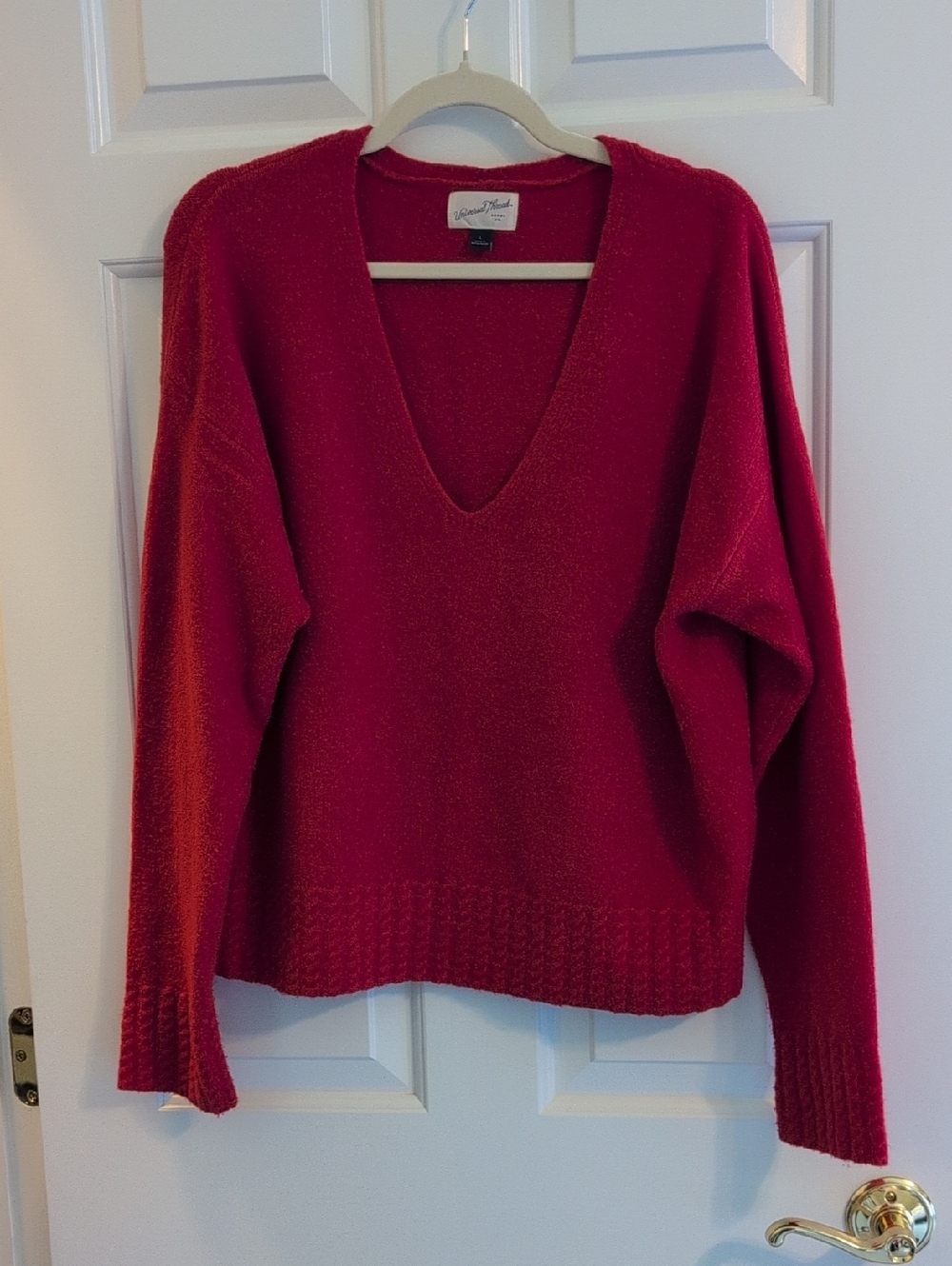Universal Thread Women's Deep V-Neck Sweater in Red